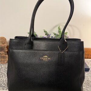 Coach Black Casey Tote Bag Crossgrain Leather Cowhide Shoulder Bag